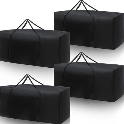 Silkfly 4 Pcs Patio Cushion Storage Bags 60" L x 20" W x 28" H Outdoor Cushion Storage Bag Extra Large Zippered Furniture Pillow Protective Storage Bag Black 420D Oxford Fabric Christmas Tree Storage