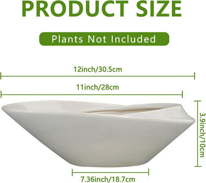 Bonsai Planter Pot - 12 Inch Ceramic Plant Pot for Indoor Plants Outdoor Decorative Flower Pot Succulent Planter with Drainage Hole Gray