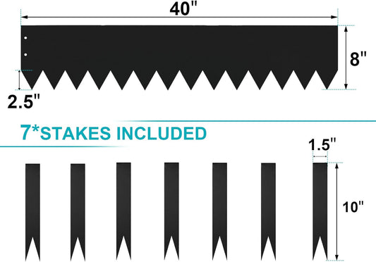 40" LX8 H Metal Landscape Edging, Heavy Duty Galvanized Steel Garden Edging,6 Pack Steel Landscape Edging with 7 Clips for Lawn, Flower Bed, Yard (Black)