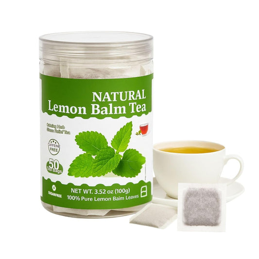 Lemon Balm Tea Bags – 50 Count | Dried Lemon Balm Leaves for Relaxation & Sleep | Calming Herbal Tea | Caffeine-Free