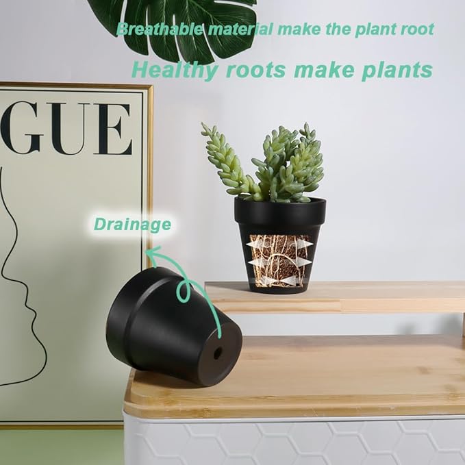 vensovo 3 Inch Black Terra Cotta & Terracotta Pots with Drainage - 20 Pack Clay Flowerpots, Succulent Nursery Planter Great for Plants, Crafts, Wedding Favor