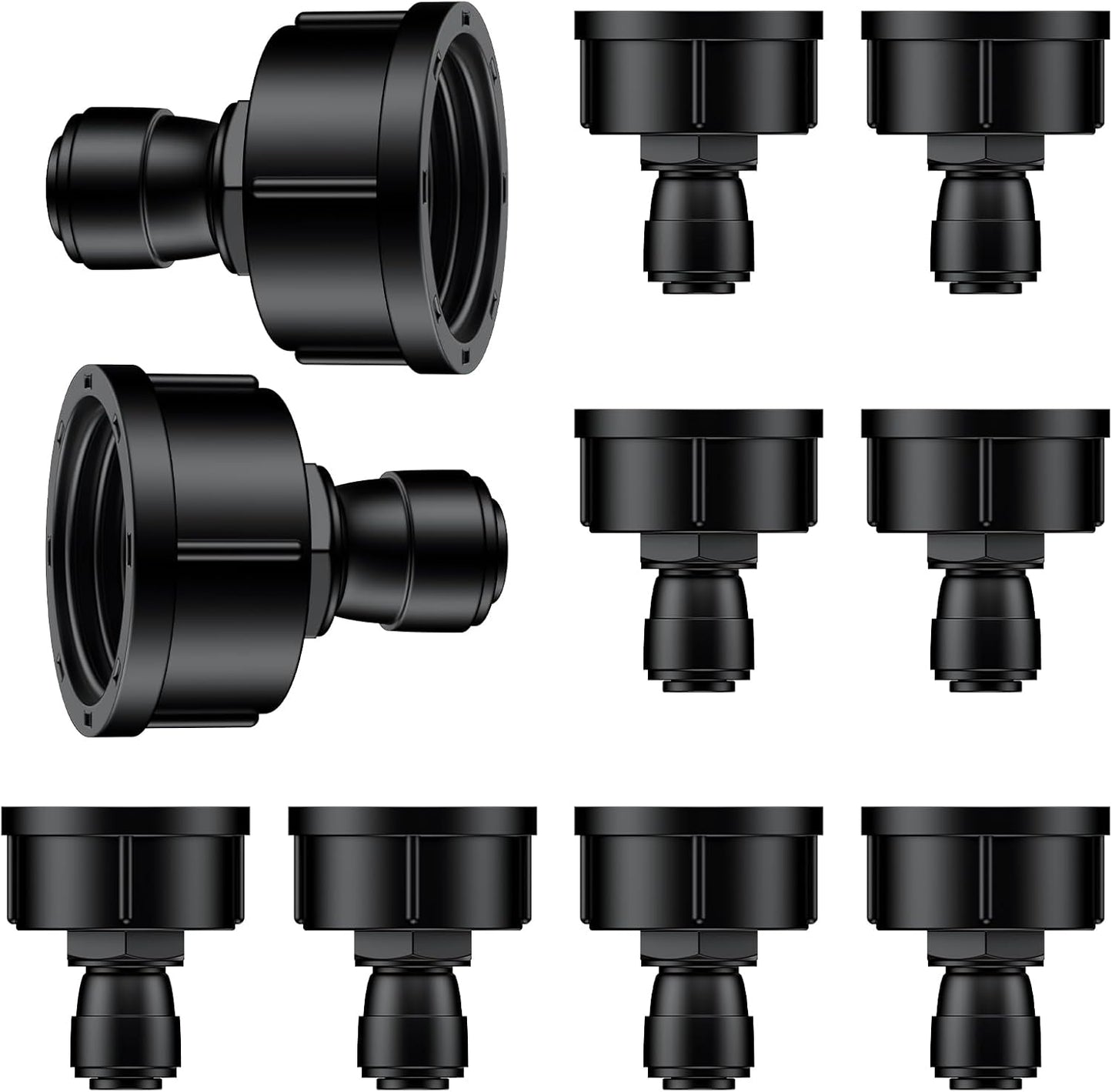 Pawfly 10 Pcs 3/4" to 1/4" Drip Irrigation Faucet Adapters, Quick Connect 3/4" FHT Faucet to 1/4" Tubing Connectors, Push-to-Fit Garden Hose Adapters, Anti-Leak Drip Irrigation Hose Connectors