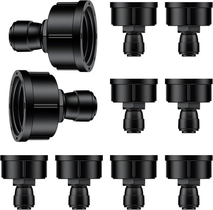 Pawfly 10 Pcs 3/4" to 1/4" Drip Irrigation Faucet Adapters, Quick Connect 3/4" FHT Faucet to 1/4" Tubing Connectors, Push-to-Fit Garden Hose Adapters, Anti-Leak Drip Irrigation Hose Connectors