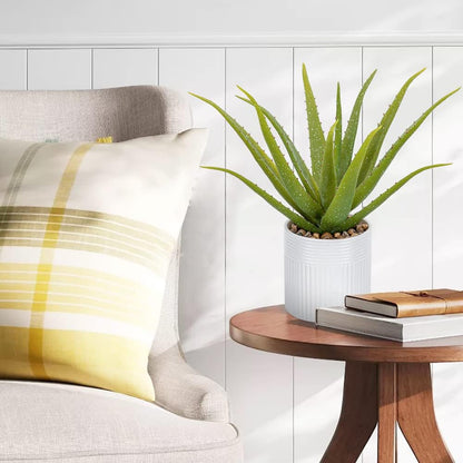 Artificial Succulent Plants 14 Inch Large Faux Succulents with Ceramic Pot Fake Aloe Potted Plant for Home Indoor Bathroom Table Bedroom Shelf Office Decor