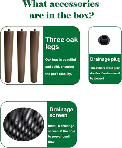 naclto 12 Inch Planter Pot with Stand,Large Modern Plant Pot for Indoor Plants,Flower Pot Indoor Outdoor with Drainage for Home Garden Patio, White and Black