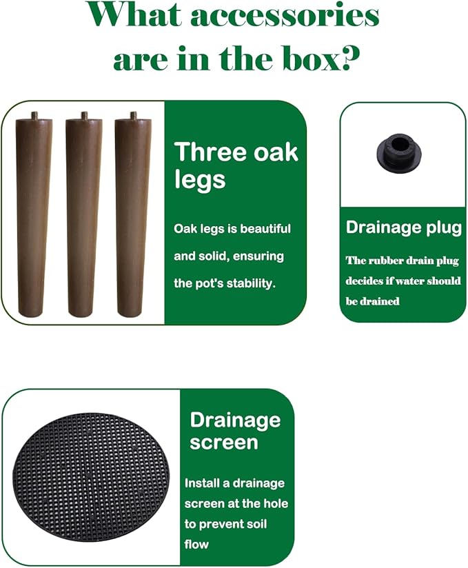 naclto 12 Inch Planter Pot with Stand,Plant Pot for Indoor Plants,Large Modern Flower Pots Indoor Outdoor with Drainage for Home Garden Patio, White and Gold