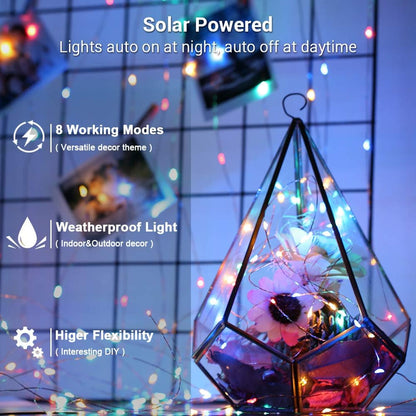 Brizled 2 Pack Each 200 LED 66ff Multicolor Solar Christmas Lights, Colored Solar String Lights 8 Modes Twinkling Fairy Lights with Memory Waterproof Twinkle Lights for Outdoor Garden Party Tree Decor