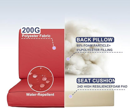 Aoxun Outdoor Replacement Cushions for Patio Furniture, Waterproof Sofa Cushion for 6-Seat Rattan Wicker Sectional Patio Conversation Sets, 14-Piece Cushions Set for L-Shape Couch, Wine