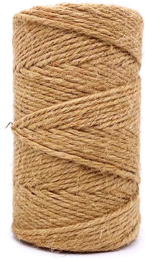 Jute Twine 328 Feet 2.5mm 4Ply Heavy Duty Brown Jute Rope String for Home Gardening Plant Picture Hanger Industrial Packing Mason Jars Wedding Decorations Crafts