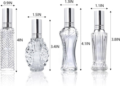H&D HYALINE & DORA Vintage Refillable Perfume Bottles Glass Empty Spray Bottle Wedding Gifts Car Decor Set of 4
