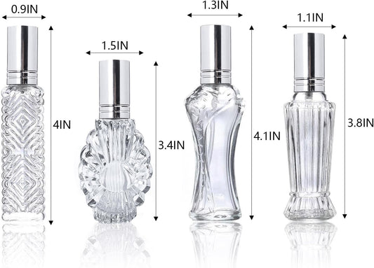 H&D HYALINE & DORA Vintage Refillable Perfume Bottles Glass Empty Spray Bottle Wedding Gifts Car Decor Set of 4