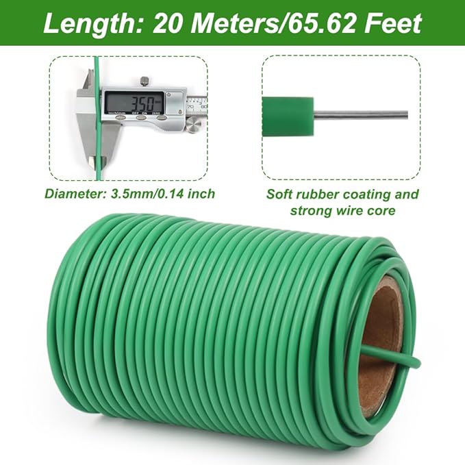 Shintop Plant Ties, 65.6ft Soft Green Garden Wire Flexible Twist Ties for Outdoor Climbing Plants,Tomatoes, Flowers, Roses Plant Support (3.5mm)