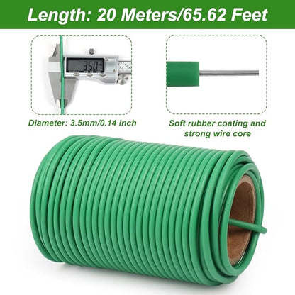 Shintop Plant Ties, 65.6ft Soft Green Garden Wire Flexible Twist Ties for Outdoor Climbing Plants,Tomatoes, Flowers, Roses Plant Support (3.5mm)