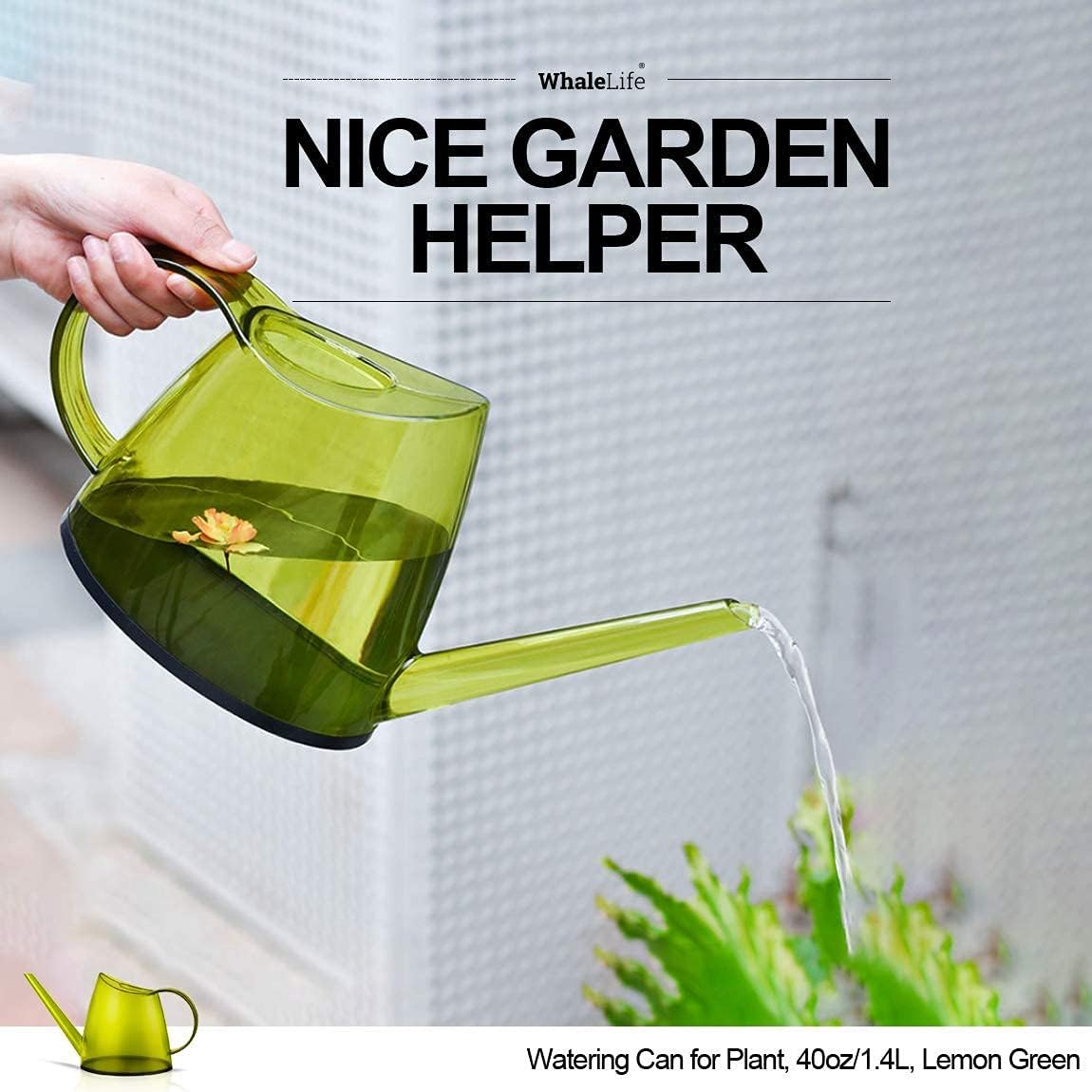 WhaleLife Indoor Watering Can for House Bonsai Plants (1.4L, Green Lemon)