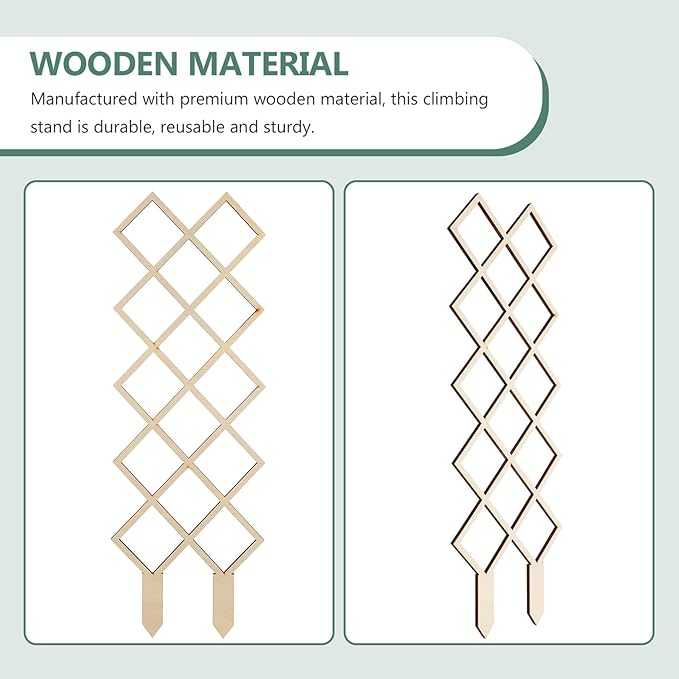 2pcs Wooden Plant Trellis for Indoor Potted Plants Stable Climbing Support Frame for Orchids and Smooth Polished Garden Trellis Cage to Protect and Shape Climbing Vines