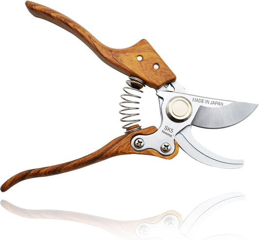 TONMA Bypass Pruning Shears [Made in Japan] 8 inches Professional Garden Shears, Japanese Secateurs Hand Pruner Hedge Clippers, Aluminum Alloy Handle