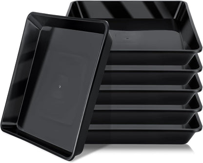 GREANER 8 Inch Humidity Tray, Black 6 PCS Plant Pot Drainage Tray, Indoor Plant Trays for Pots, Drip Trays for Potted Plants, Plastic Plant Trays for Pots, Seed Starter Growing Tray