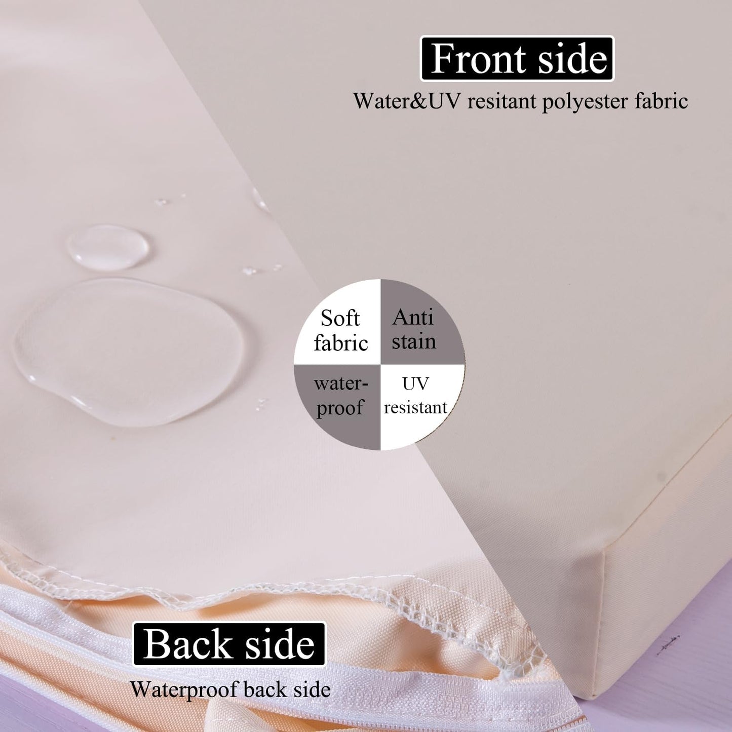 19 x 19 Inch Outdoor Seat Cushions for Patio Furniture with Non Slip and Ties Waterproof & UV Resistant Round Corner Outdoor Chair Cushions Replacement Set of 2, Beige