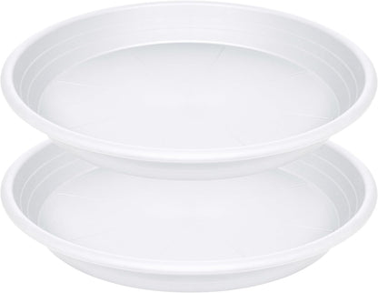 2 Pack of 19 inch Plant Saucer, Large Plant Tray, Heavy Sturdy Plant Drainage Tray for Indoors, Bird Bath Bowls, Sturdy 18 inch Plastic Pot Tray for Planter (White)