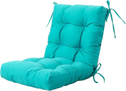 ARTPLAN All Weather Chair Outdoor Cushions Wicker Tufted Pillow with Back for Outdoor Furniture,Teal
