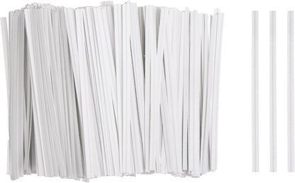 HARFINGTON 1000pcs Bag Twist Ties 3.5" Reusable Kraft Paper Twist Ties Wire Cable Ties for Party Bread Candy Cake, White