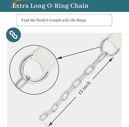 Double Hammock, 11 FT Quilted Fabric 2 Person Hammock for Outside with Pillow, Folding Curved Spreader Bar, Chains, Carrying Bag, Indoor Outdoor, 450 IB Capacity, GreenLeaves