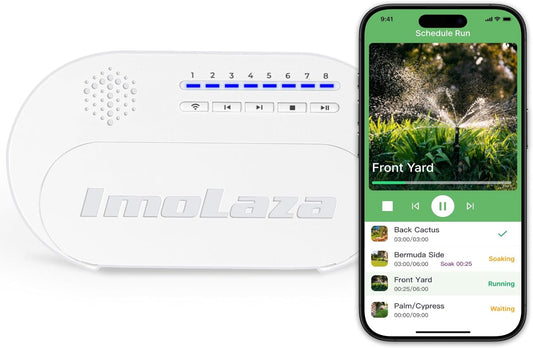 ImoLaza 6-Zone Indoor Smart WiFi Sprinkler System Controller, Easy Install Irrigation Timer for Lawn & Garden, Water-Saving Automatic Sprinkler Timer/Controller with Mobile App, Compatible with Alexa
