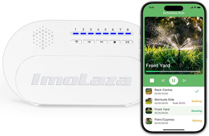 ImoLaza 4-Zone Indoor Smart WiFi Sprinkler System Controller, Easy Install Irrigation Timer for Lawn & Garden, Water-Saving Automatic Sprinkler Timer/Controller with Mobile App, Compatible with Alexa