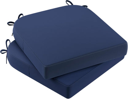 AAAAAcessories Outdoor Seat Cushions for Chairs, Waterproof, Fade-Resistant Patio Furniture Replacement Cushions, 17" x 16" x 2", Set of 2, Navy Blue
