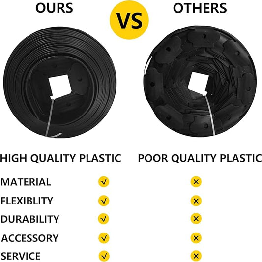 2 in Tall, 33FT Long Landscape Edging Garden Edging Border, Plastic Landscape Edging Kit with Spikes, for Garden, Flower Beds, and Lawn, Black