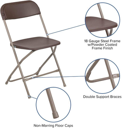 Flash Furniture Hercules™ Series Plastic Folding Chair - Brown - 2 Pack 650LB Weight Capacity Comfortable Event Chair-Lightweight Folding Chair
