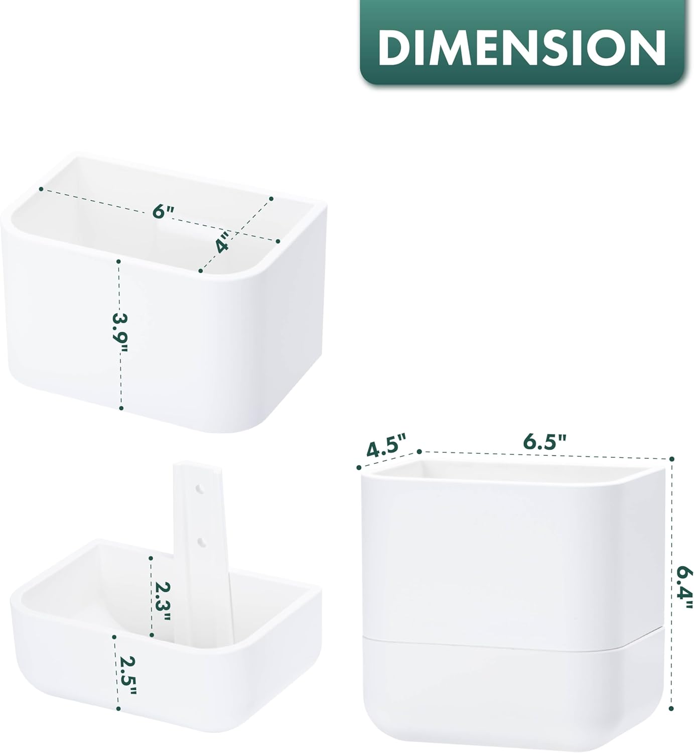 Phoenix Vine 6.5-Inch Wall Mounted Self-Watering Planter Pot for Indoor Houseplants and Herbs | Modern Hanging Planter for Window Sills, Bathroom Walls, Home & Office Décor, White, Set of 2, 01-WP-W-2