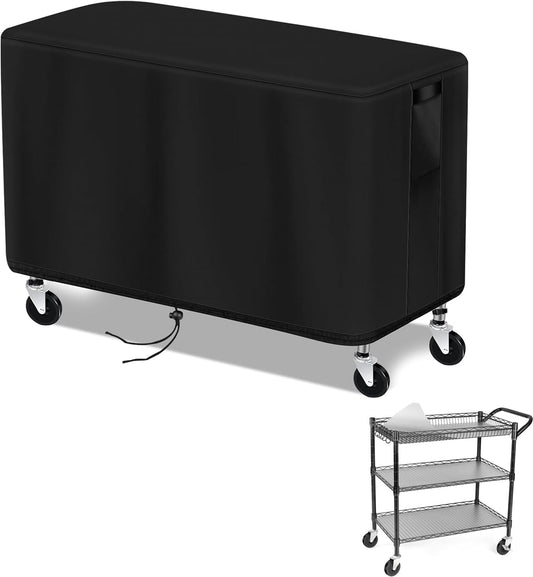 Outdoor Prep Table Cover for WDT 990Lbs 3 Tier Capacity Heavy Duty Rolling Service Utility Cart, Grill Cart Table Cover Waterproof Tool Box Covers - 37"L x 19.5"W x 31"H