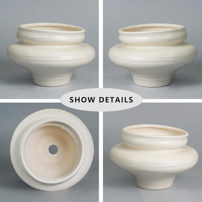 Ceramic Plant Pots 11 Inch - Bonsai Large Planters for Indoor Plants with Drainage Hole, White Planter for Home Garden Patio Office, Gift for Women Men