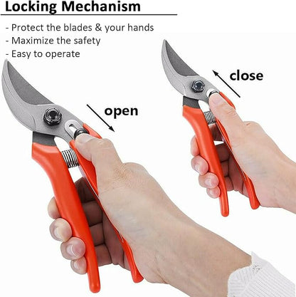 8" Lightweight Pruning Shears - Bypass Gardening Scissors, Sharp Garden Clippers with Low-friction Painted Stainless Steel Blade