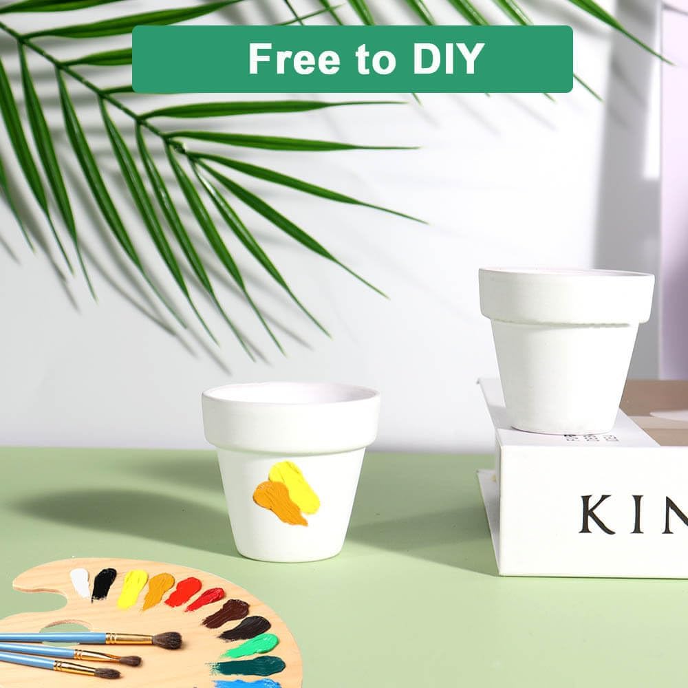 vensovo 48 Pcs 2" Tiny Terracotta & Terra Cotta Pots with Drainage - White Small Mini Clay Ceramic Pottery Planter Ideal for Indoor/Outdoor Plants, Crafts, Wedding Favors