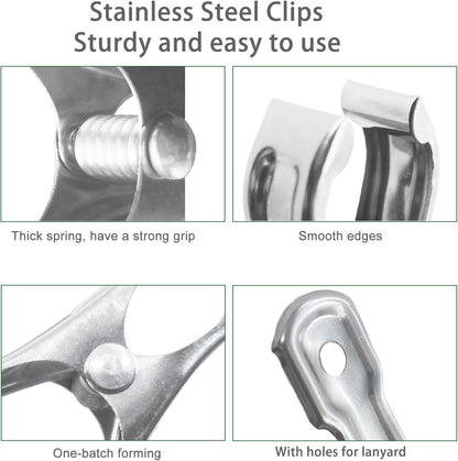 20 Pcs 2inches Gardening Clips for Netting, Greenhouse Clamps Made of Stainless Steel, Have a Strong Grip of Metal Clips, For 3/8'', 1/2'', 3/4'' Garden Hoops or Greenhouse Frame