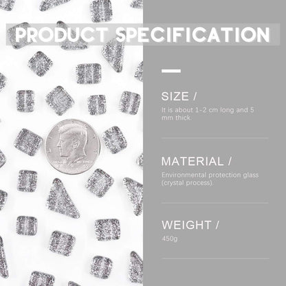 Swpeet 1 Pound Sliver Shine Crystal Series Mosaic Tiles Assortment Kit, Square and Triangle Genuine Mosaic Tiles Glitter Crystal Mosaic Perfect for Home Decoration Crafts Supply