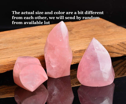 AMOYSTONE Rose Quartz Crystal Stones Energy Flame Tower Chakra Healing Stone Home Decoration 0.6-1.0LB