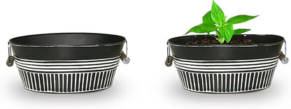 Headwind Vintage Collection 14-Inch Charcoal Oval Galvanized Tub with Handles – Metal Wash Basin Planter - Galvanized Metal Tub for Indoor & Outdoor Use by Robert Allen