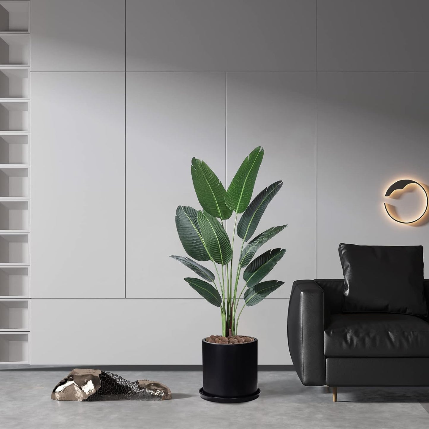 Plant Pots 10 Inch Ceramic Planter with Drainage Hole and Saucer, Matte Black Modern Cylinder Planter Pot for Indoor Outdoor Plants Flowers, Full Glazed Finish