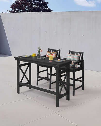 HDPE Patio Bar Table, 41" Rectangle Outdoor Bar Tables Counter Height Table, Adirondack Outdoor Bar Height Table, HDPE Outside Pub Tables for Balcony, Deck, Backyard, Poolside, Obsidian