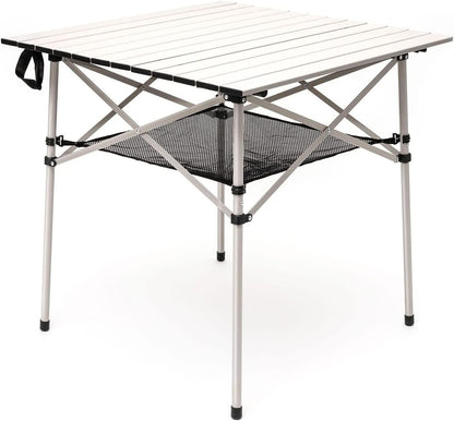 SUNNYFEEL Outdoor Folding Table | Lightweight Compact Aluminum Camping Table, Roll Up Top 4 People Portable Camp Square Tables with Carry Bag for Picnic/Cooking/Beach/Travel/BBQ