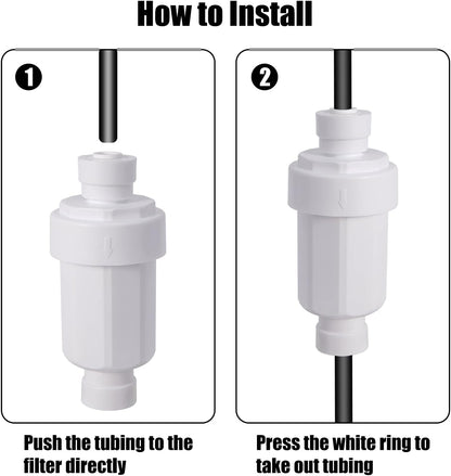 2pc Misting System Filter 100 Mesh Calcium Inhibitor Filter for 1/4 Tubing Quick Connect for Outdoor Cooling System Patio Outdoor Misting System, Prevent Blockage