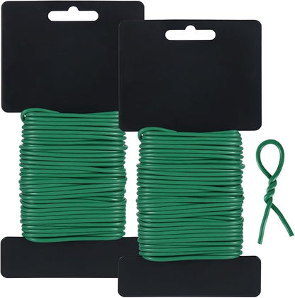 Tenn Well Plant Ties for Climbing Plants, 66 Feet 2.8mm Green Garden Wire Ties for Tomato Plants, Climbing Roses, Trellises, Gardening Supplies (2PCS x 33 Feet)