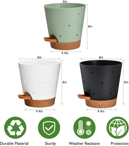 Orchid Pots with Holes, 6 Inch Self Watering Orchid Pot 3 Pack Plastic Plant Pots for Orchid, Flower (Multicolor)
