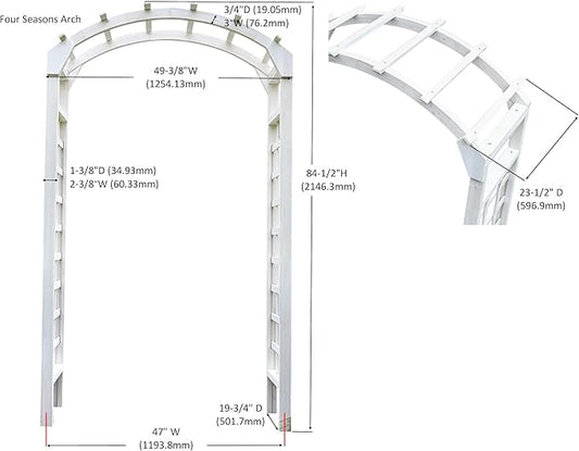 Solid Fir Wooden Garden Arch Premium Outdoor Trellis for Climbing Plants, 84.5”H×49.37”W×23.5’’D, Also can be Used for Wedding and Party Decoration