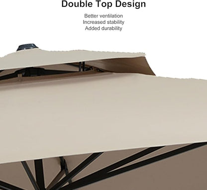 PURPLE LEAF 10 FT Cantilever Patio Umbrella Outdoor Umbrella with 220lbs Base Large Square Windproof Offset Umbrella for Pool Deck Garden, Sand Dune