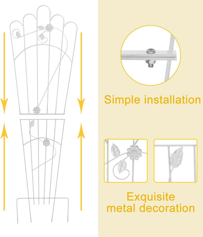 Metal Detachable Trapezoidal Garden Trellis for Climbing Plants, 60 Inches Sturdy Patio Plant Support for Indoor Plants Trellis for Rose, Vegetable Flower, Backyard Pack of 2 - White