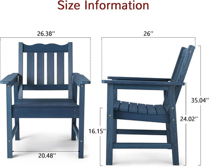 Stoog 3-Piece All-Weather Garden Chairs Set of 2 with Table, Patio Furniture Sets, Include 2 Garden Chairs and 1 Side Table, for Porch, Backyard, Lawn & Dining, Blue